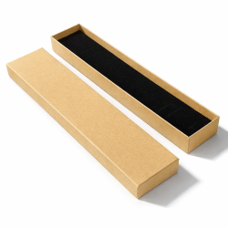 Lote de 120 estuches para pulseras de papel kraft marrón con interior negro, 4 x 21 cm