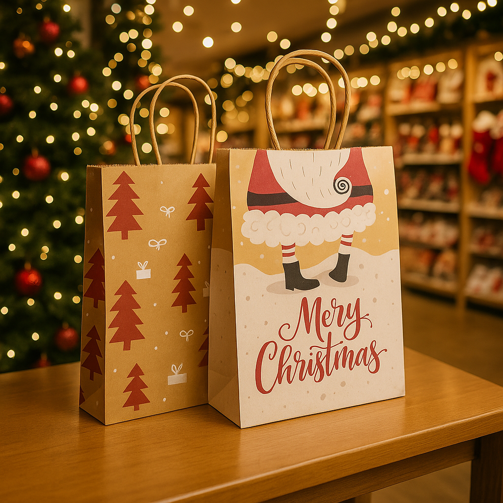 Bolsas de papel kraft de Navidad