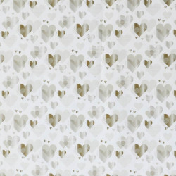 Lote de 2 rollos de papel de regalo blanco con motivo de corazones dorados, 70 x 100 cm