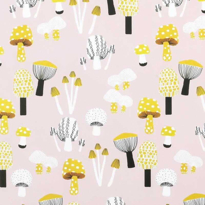 Lot de 3 rouleaux de papier cadeaux rose motif de champignons 53x75cm