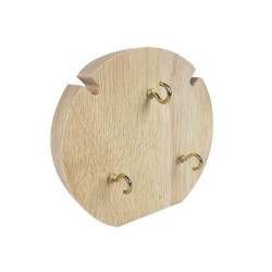 Pequeño soporte redondo para collares de madera y algodón beige natural