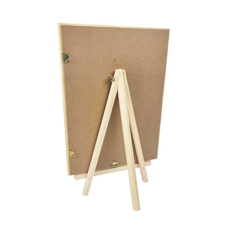 Porte bijoux cadre en bois et suédine rose sur chevalet