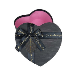 Caja de regalo con forma de corazón de color negro, 15 x 18 x 7,5 cm