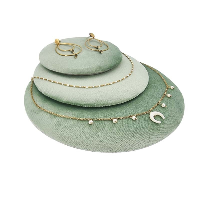 Lot de 3 volumes décoratifs en velours vert amande