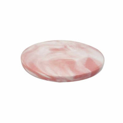 Mini bandeja redonda de presentación para joyas de cerámica veteada rosa