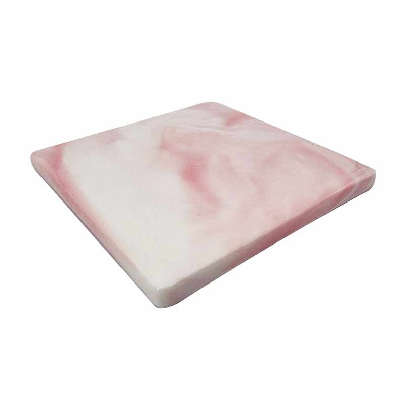 Mini plateau carré de présentation à bijoux en céramique marbré rose