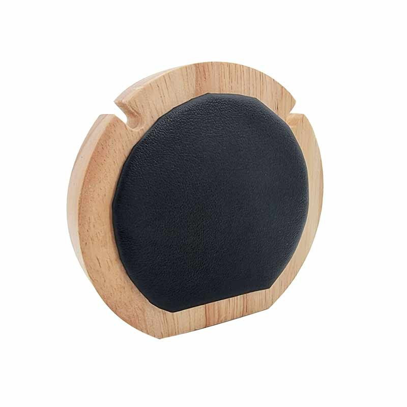 Petit porte collier rond en bois et simili cuir noir