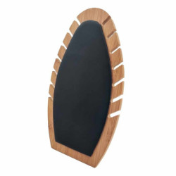 Expositor para joyas ovalado para collares de madera y símil piel negra