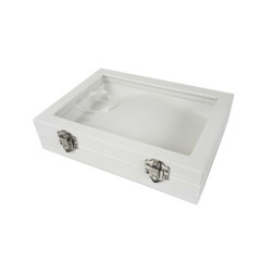 Lote de 5 maletines pequeños con ventana para pulseras de símil piel blanco