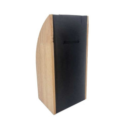 Pequeño soporte rectangular para collares de madera y símil piel negra