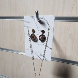 Lote de 100 soportes para joyas de cartón blanco con efecto marmolado 6x10 cm