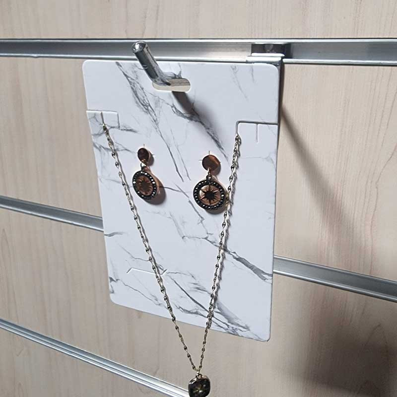 Lote de 100 soportes grandes para joyas de cartón blanco con efecto marmolado, 8,5 x 12,5 cm
