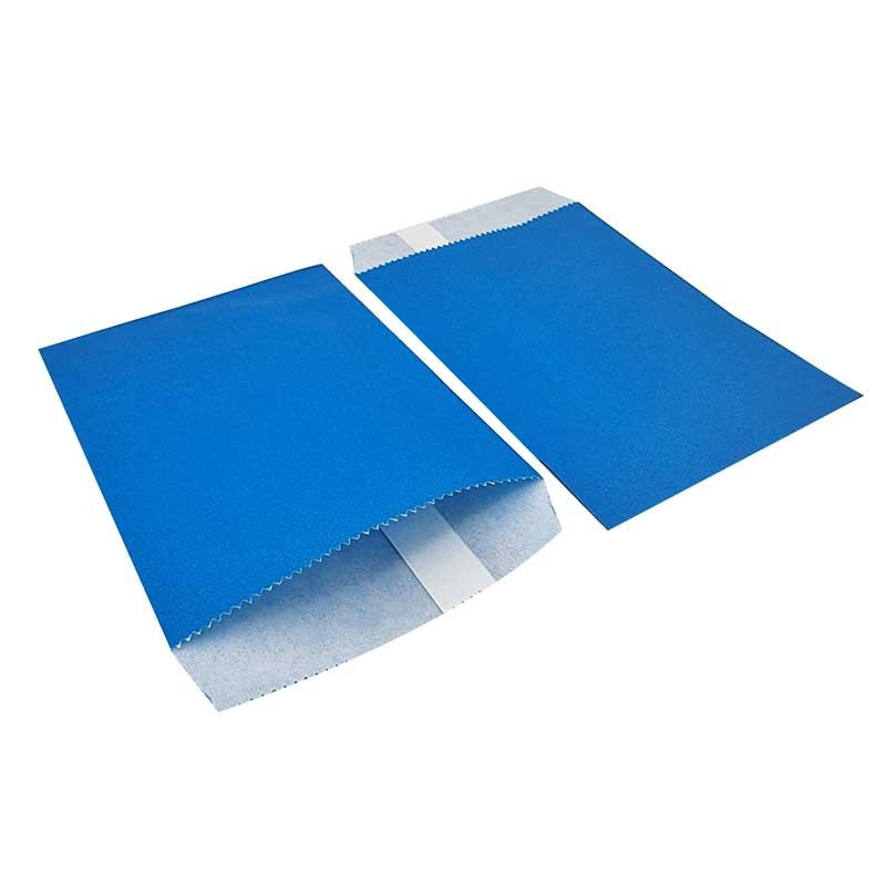 Lote de 100 saquitos de regalo de papel kraft azul real liso, 16 x 23 cm