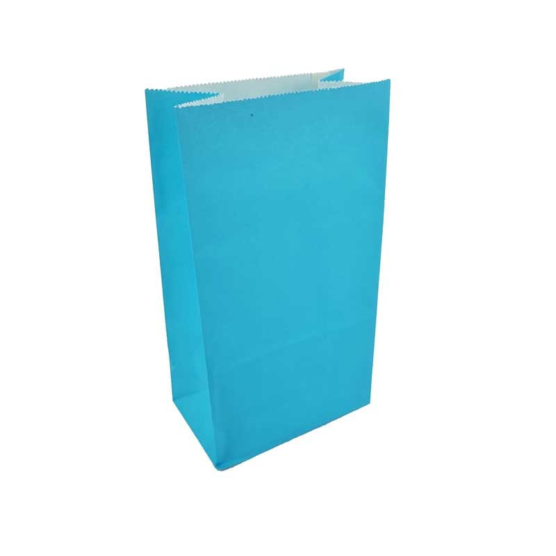 12 sacs SOS en papier kraft bleu ciel 13x8x24cm - 11877