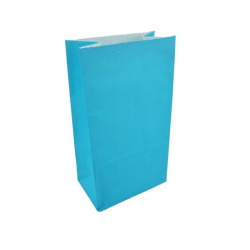 12 bolsas SOS de papel kraft azul cielo 13x8x24cm