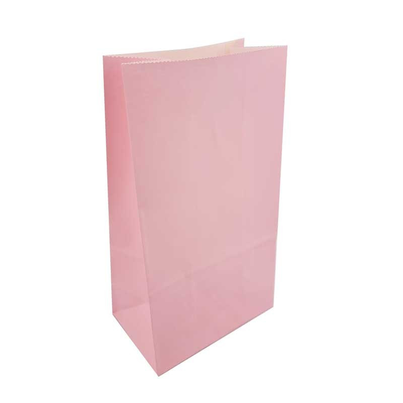 12 sacs SOS en papier kraft rose clair 13x8x24cm-11873