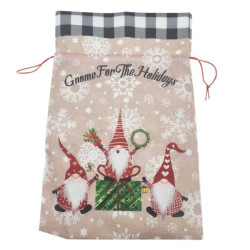 1 bolsa grande tipo cartera de yute con motivo de navidad de cuadros negros