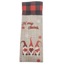 1 bolsa de yute para botella con motivo de navidad de cuadros rojos