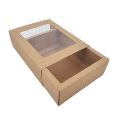 12 cajas de regalo plegables con ventana de 17 x 13 x 5 cm - kraft