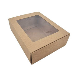 12 cajas de regalo plegables con ventana de 17 x 13 x 5 cm - kraft