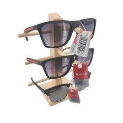 Pequeño soporte para gafas de madera en bruto para 3 pares de gafas