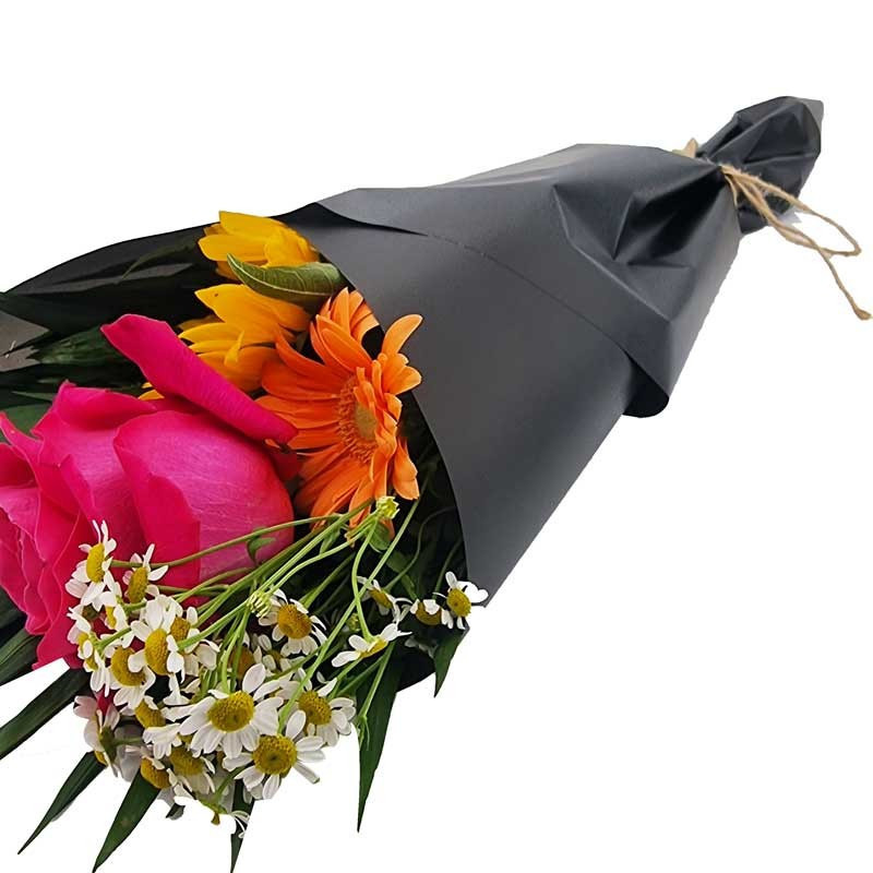 Papier d'emballage de fleurs 20 feuilles 58x58cm - noir