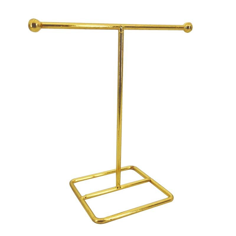 Árbol para joyas en forma de T de metal dorado, 15 cm
