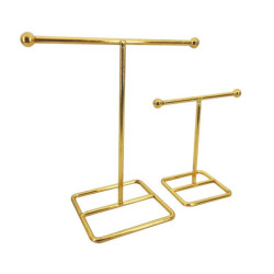 Árbol para joyas en forma de T de metal dorado, 15 cm