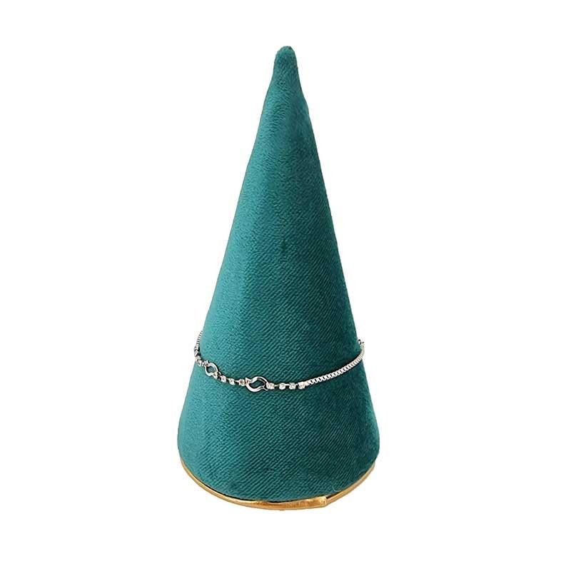 Cône pour bracelet en velours bleu canard