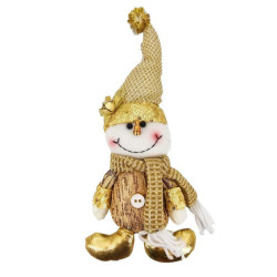 Pequeño peluche decorativo dorado para el árbol de navidad: muñeco de nieve
