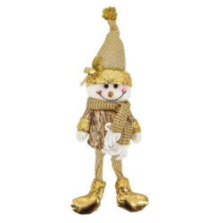 Peluche decorativo dorado para el árbol de navidad: Muñeco de nieve