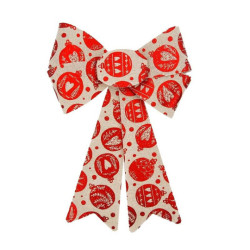 Lazo grande para regalos con motivo de bolas de navidad rojo brillante