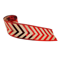 Cinta de decoración de navidad con motivo geométrico rojo brillante