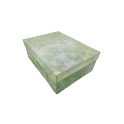 Caja de regalo pequeña rectangular verde almendra marmolado 17,5 x 12,5 x 6 cm
