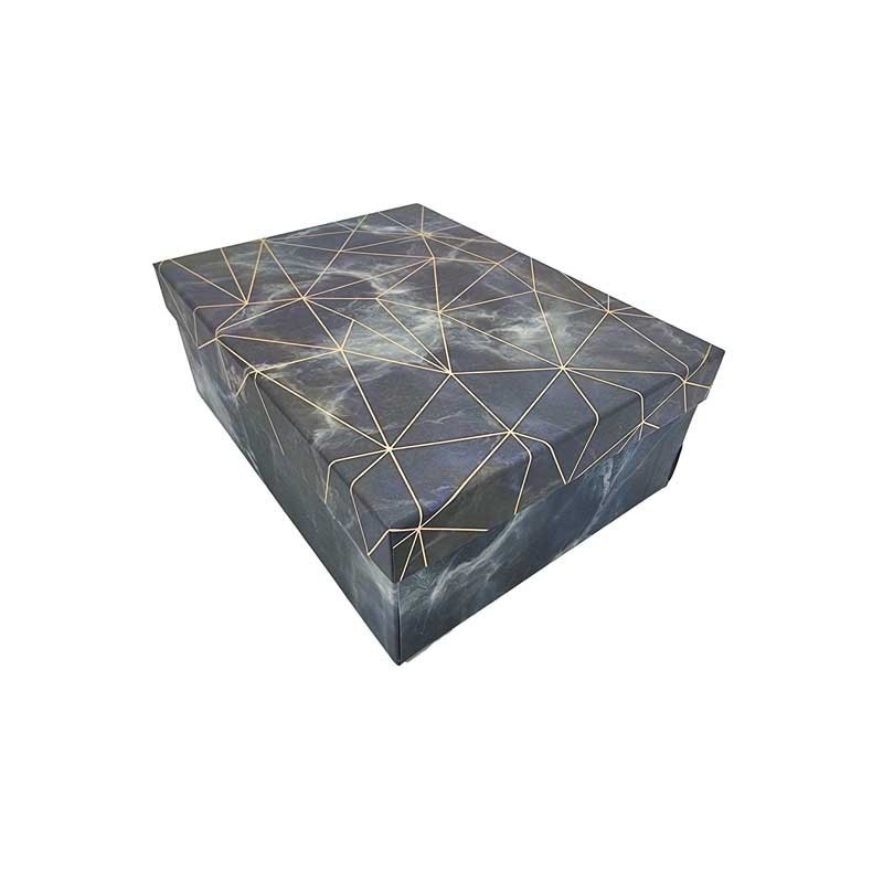 Caja de regalo rectangular pequeña gris tormenta marmolada 17,5 x 12,5 x 6 cm
