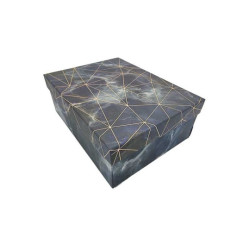 Caja de regalo rectangular pequeña gris tormenta marmolada 17,5 x 12,5 x 6 cm