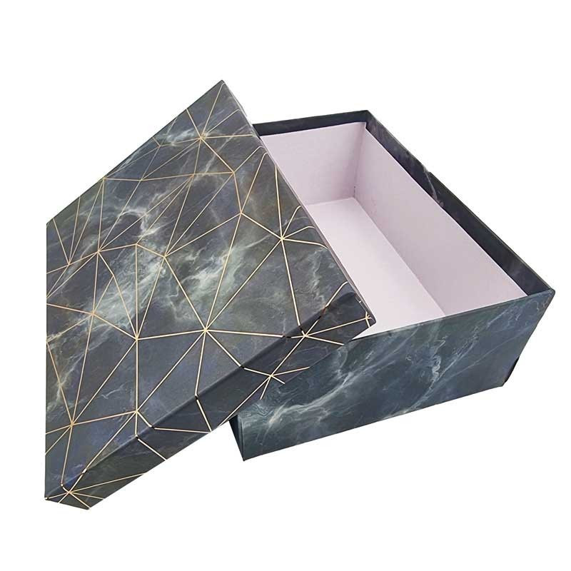 Boîte cadeaux rectangulaire gris orage marbré 21x16x8cm