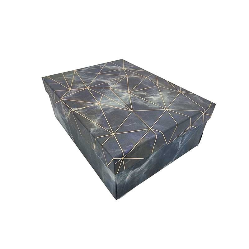 Caja de regalo rectangular gris tormenta marmolada 21 x 16 x 8 cm