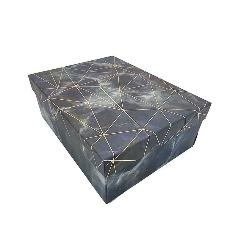 Caja de regalo rectangular grande gris tormenta marmolada 25x19x9 cm