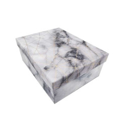 Caja de regalo rectangular grande gris claro veteado 25x19x9 cm