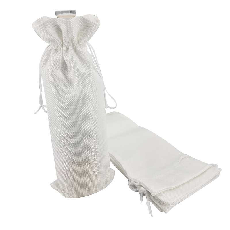 Bolsitas de yute de colores para botellas (aceite, vinagre, siropes) - Blanco