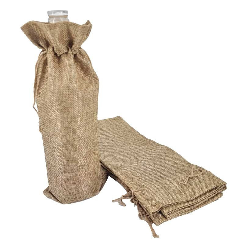 Bolsitas de yute de colores para botellas (aceite, vinagre, siropes) - Beige