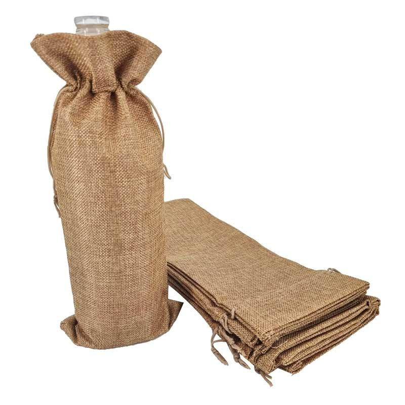 Bolsitas de yute de colores para botellas (aceite, vinagre, siropes) - Marrón claro