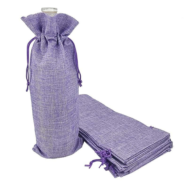 Bolsitas de yute de colores para botellas (aceite, vinagre, siropes) - Malva