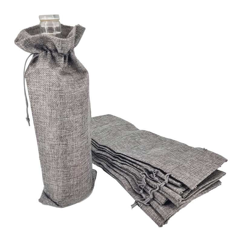 Bolsitas de yute de colores para botellas (aceite, vinagre, siropes) - Gris