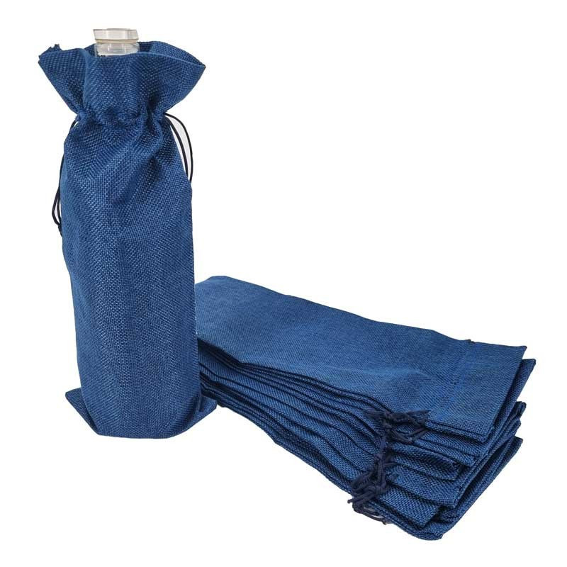 Bolsitas de yute de colores para botellas (aceite, vinagre, siropes) - Azul noche
