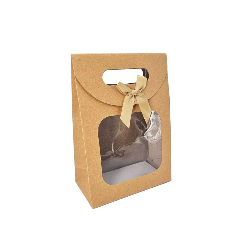 Lote de 12 cajas de regalo con velcro y ventana de 19 x 9 x 26 cm - kraft