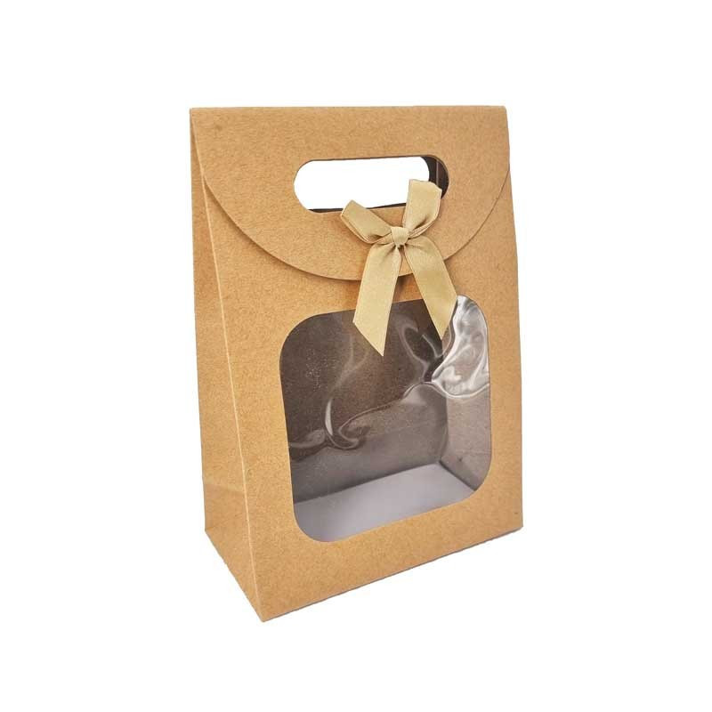 12 cajas de regalo grandes con velcro y ventana de 24 x 12 x 31 cm - kraft