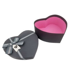 Caja de regalo bicolor con forma de corazón negro y gris pizarra 15x18x7,5 cm