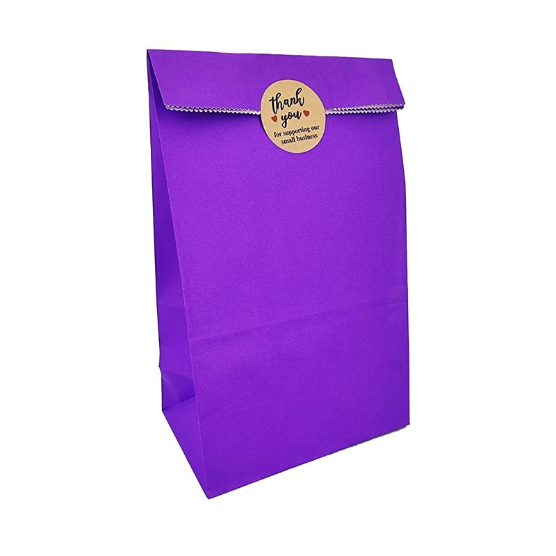 12 bolsas SOS de papel kraft morado de 13 x 8 x 24 cm